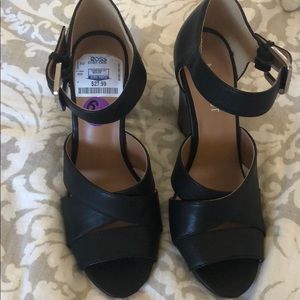 Black open toe wedges